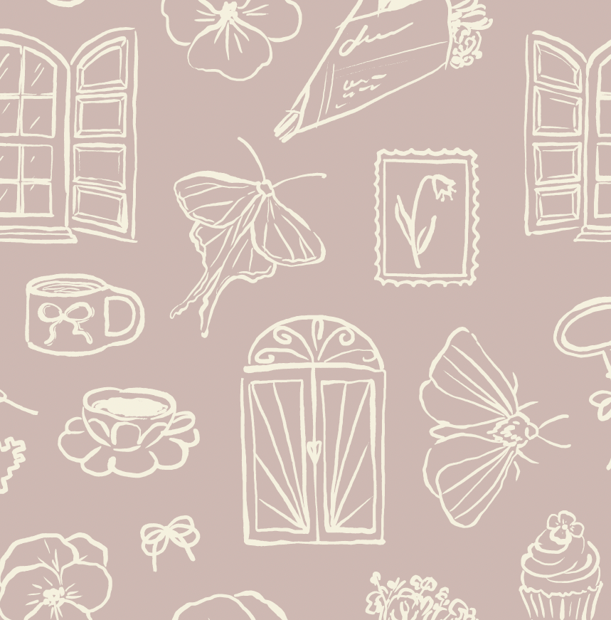 Lucille Cream and Black Removable Wallpaper Vintage Illustrative