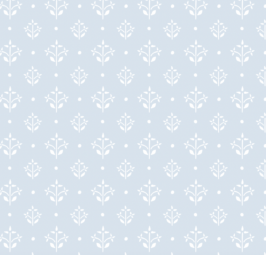 Esme Coastal Floral Removable Wallpaper - Blue White and Lavender