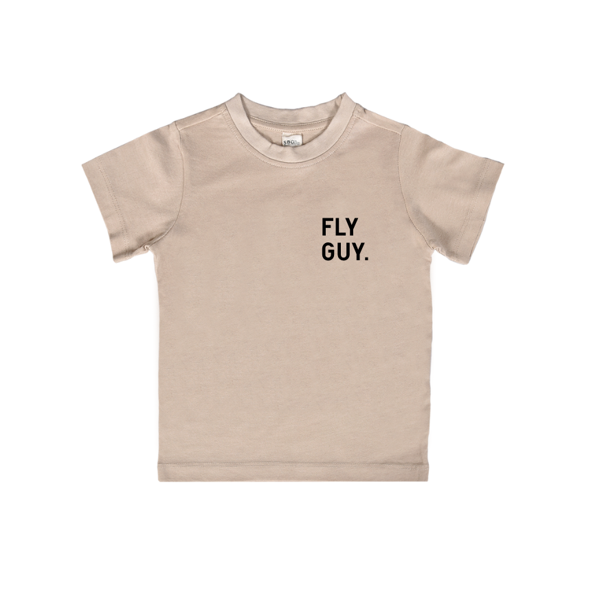 Fly Guy. Unisex Kids Streetwear Graphic Tee in Beige or Black