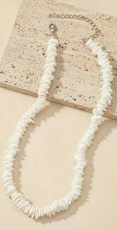 White Puka Shell Beaded Necklace Unisex Coastal Beach Jewelry