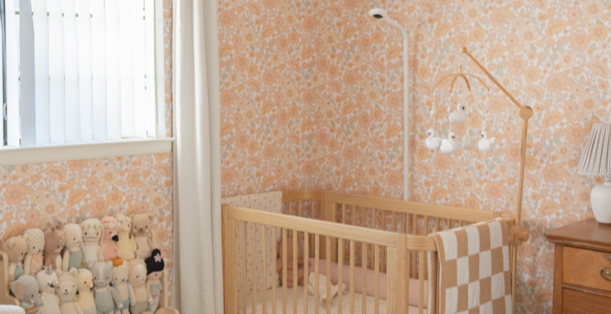Heather Floral Removable Wallpaper in Soft Peach and Cream Vintage