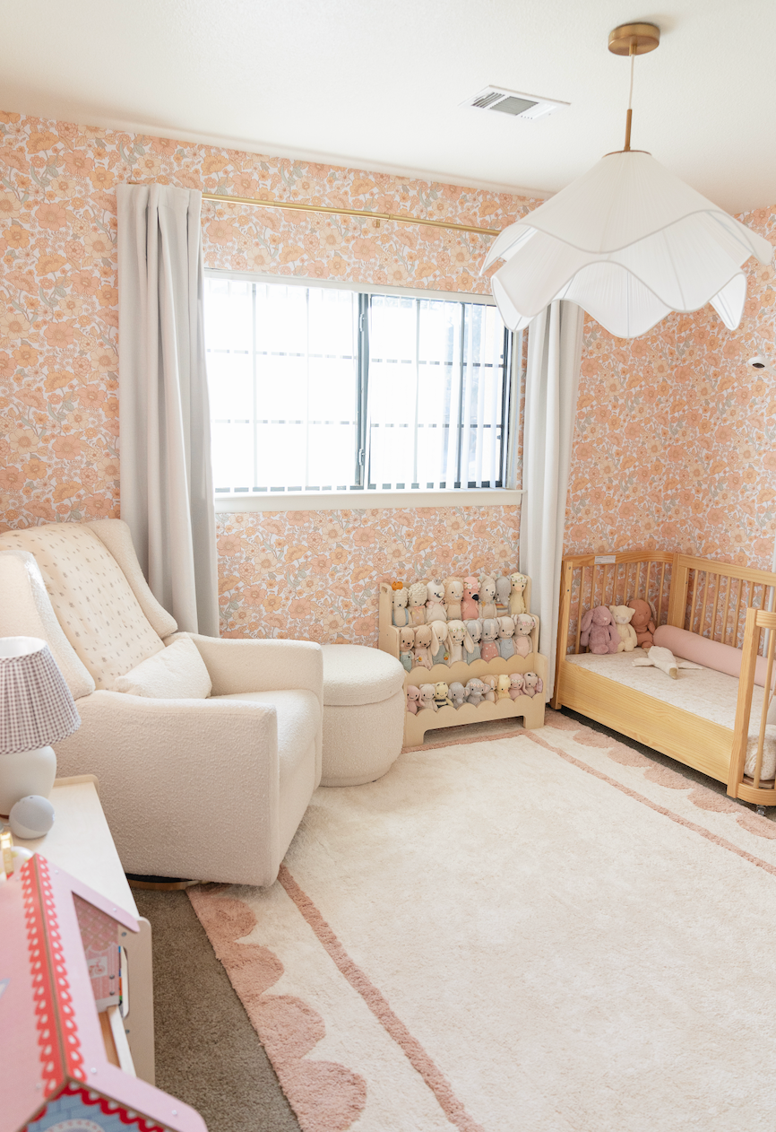 Heather Floral Removable Wallpaper in Soft Peach and Cream Vintage
