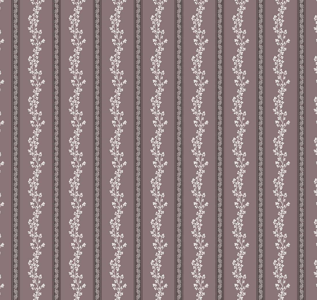 Miller Striped Wallpaper in Green and Mauve - Traditional Style