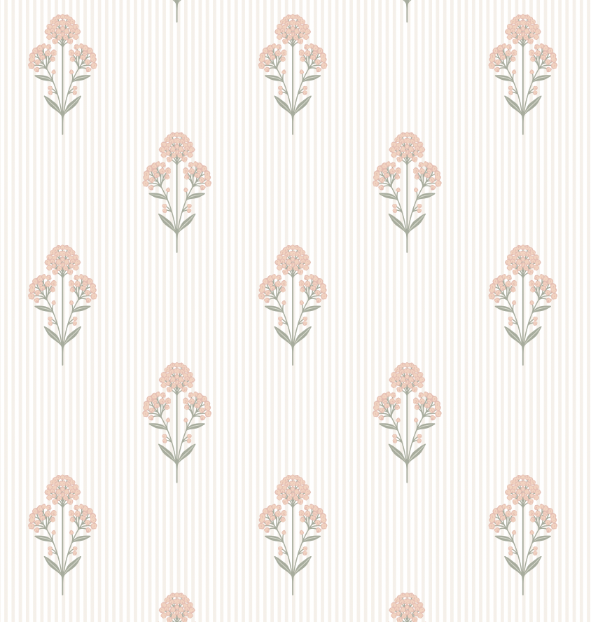Susannah Floral Peel and Stick Wallpaper in Cream, Pink, and Sage