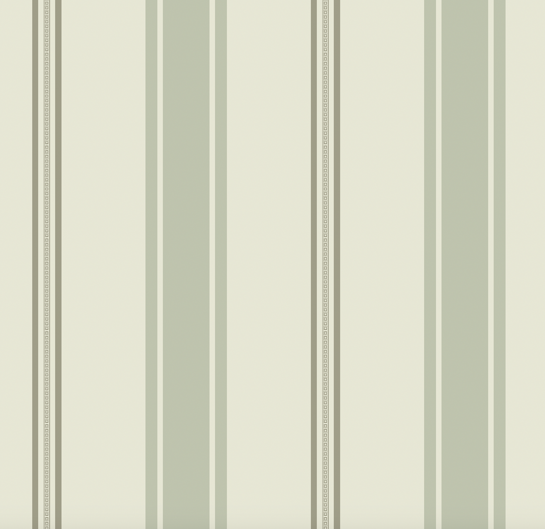 Frances Striped Wallpaper in Beige, Blue, Green and Gold