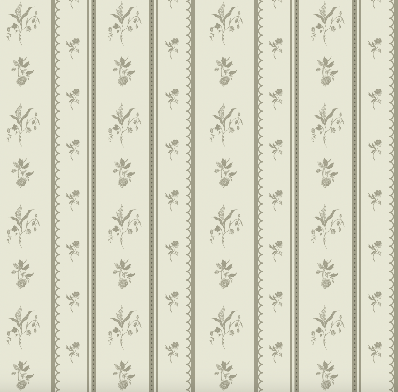 Lottie Striped Wallpaper in Beige Cream Muted-Green and Mauve