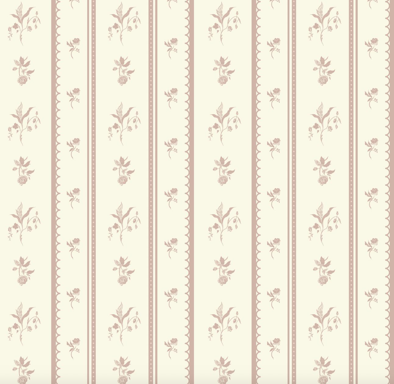 Lottie Striped Wallpaper in Beige Cream Muted-Green and Mauve
