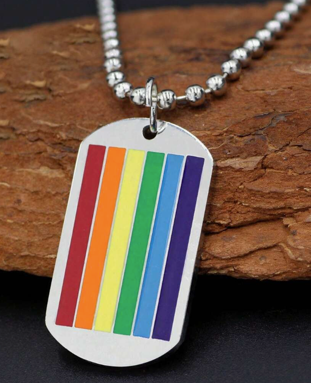Rainbow Dog Tag Necklace – LGBTQ+ Pride Pendant on 24" Ball Chain