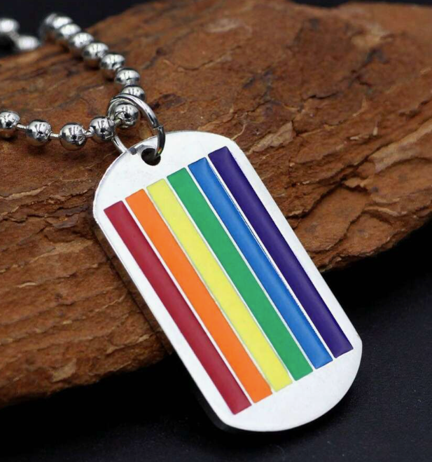 Rainbow Dog Tag Necklace – LGBTQ+ Pride Pendant on 24" Ball Chain