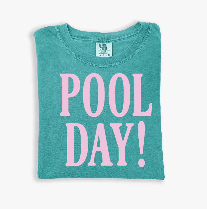 Pool Day! Women's Cotton Beach Coverup Tee - Casual Summer Shirt