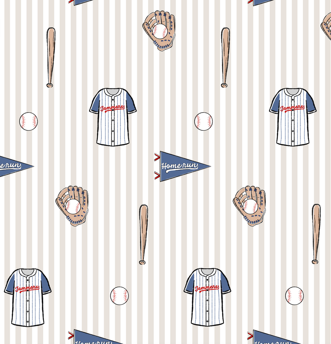 Blue Baseball Peel and Stick Wallpaper for Kids Nursery Decor