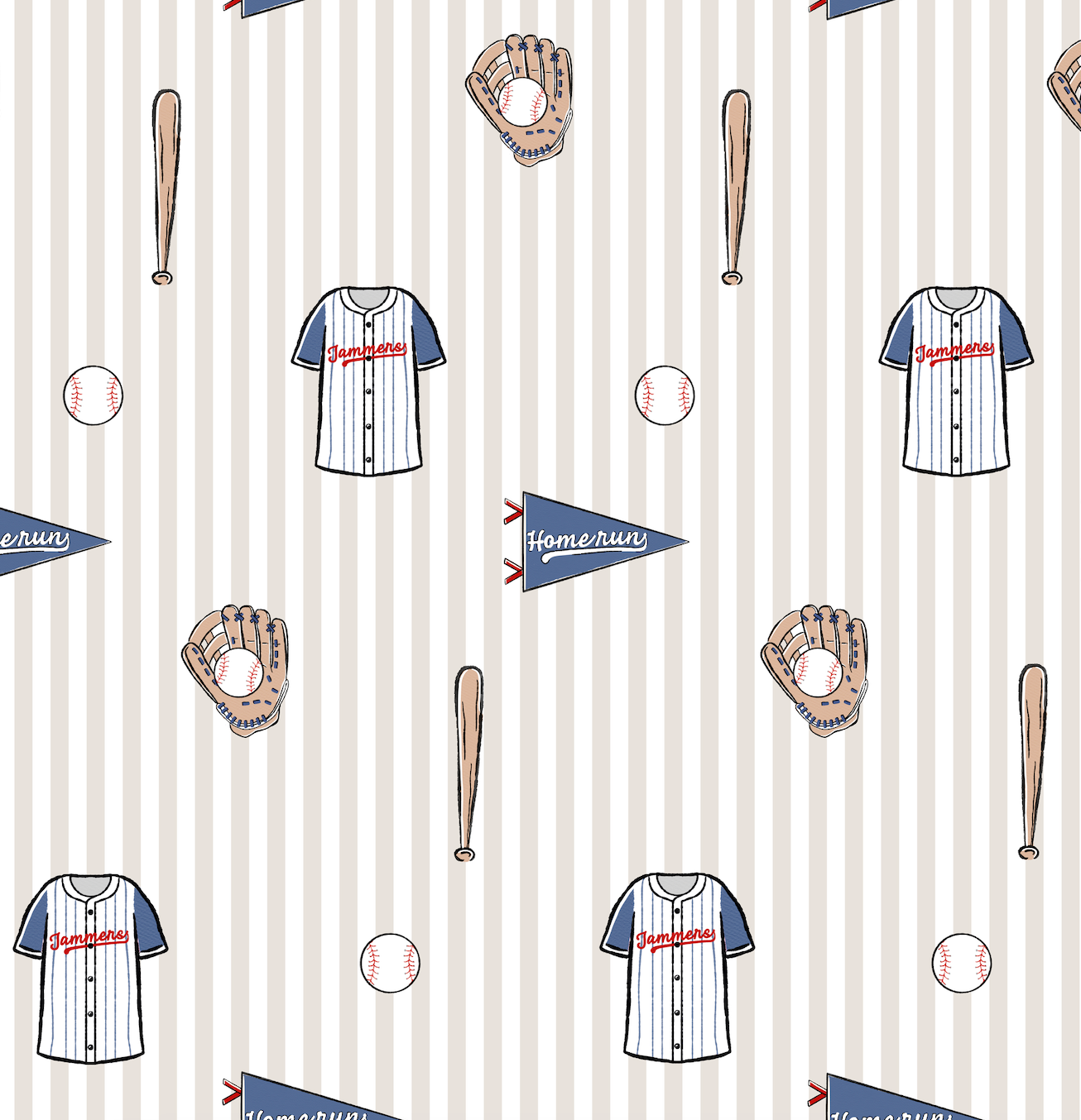Blue Baseball Peel and Stick Wallpaper for Kids Nursery Decor