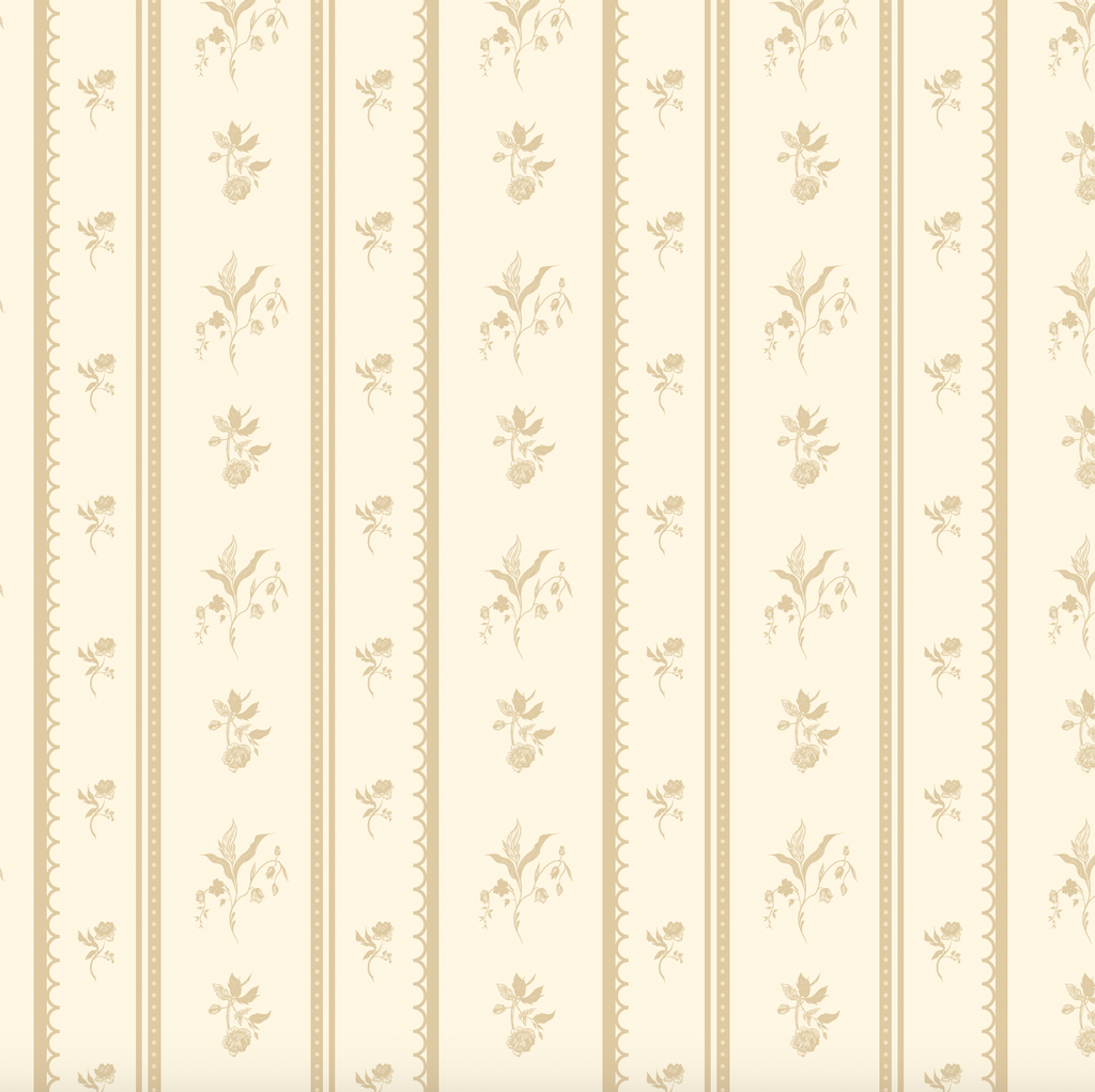 Lottie Striped Wallpaper in Beige Cream Muted-Green and Mauve