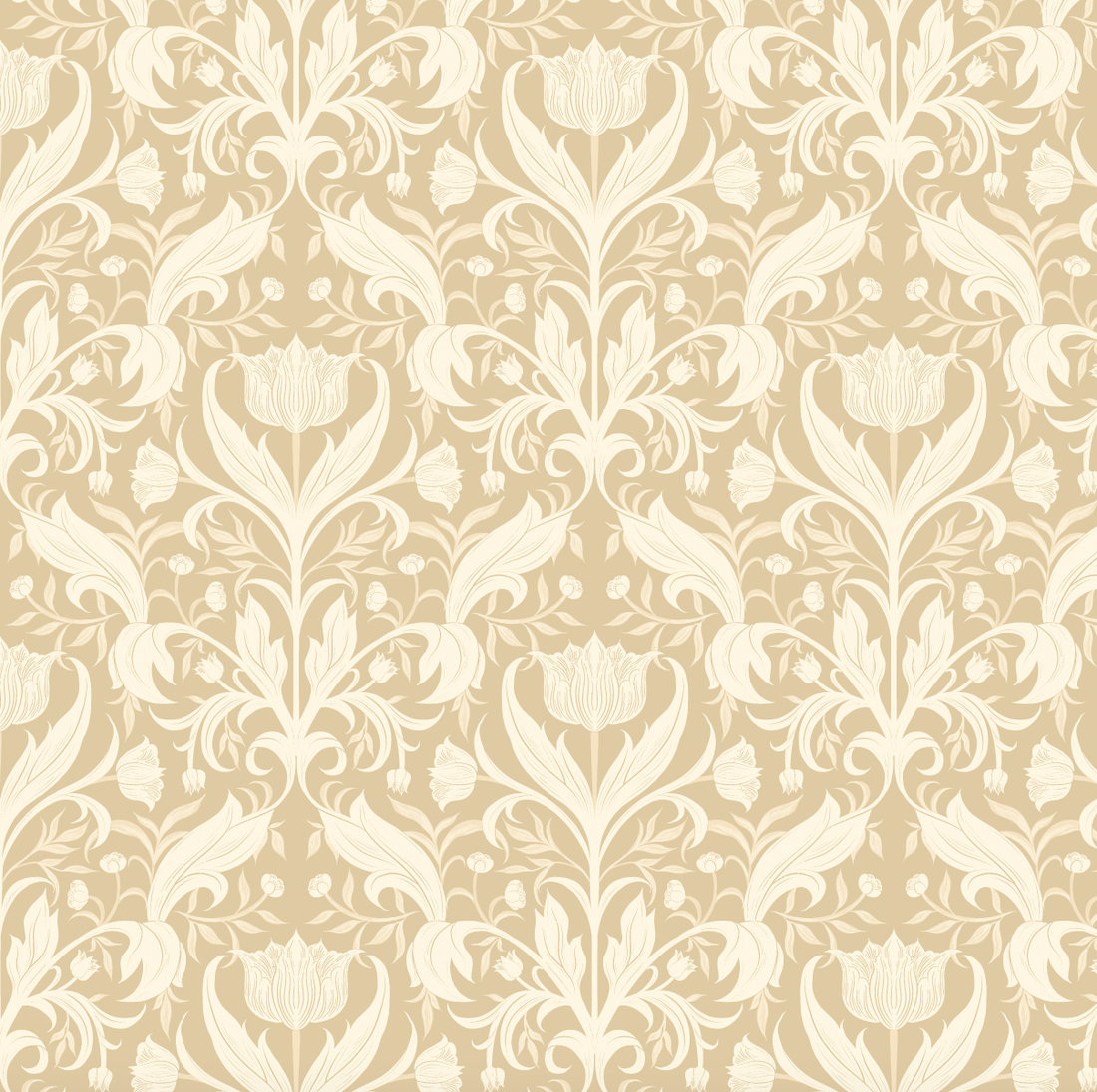 Dorthea Floral Removable Wallpaper in Blue, Beige, and Olive