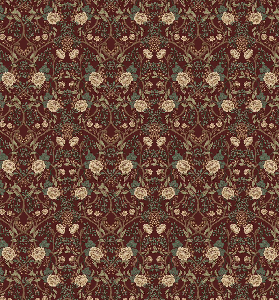 Winslow Floral Wallpaper – Beige, Cream, Pale-pink & Sage-green