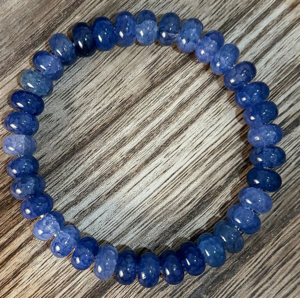 Blue Agate Intuition & Serenity Bracelet – Faceted Rondelle Beads (Medium Wrists)