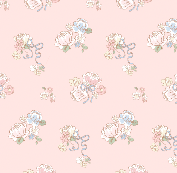 Tessa Floral Wallpaper: Pink, Blue & White Romantic Vintage