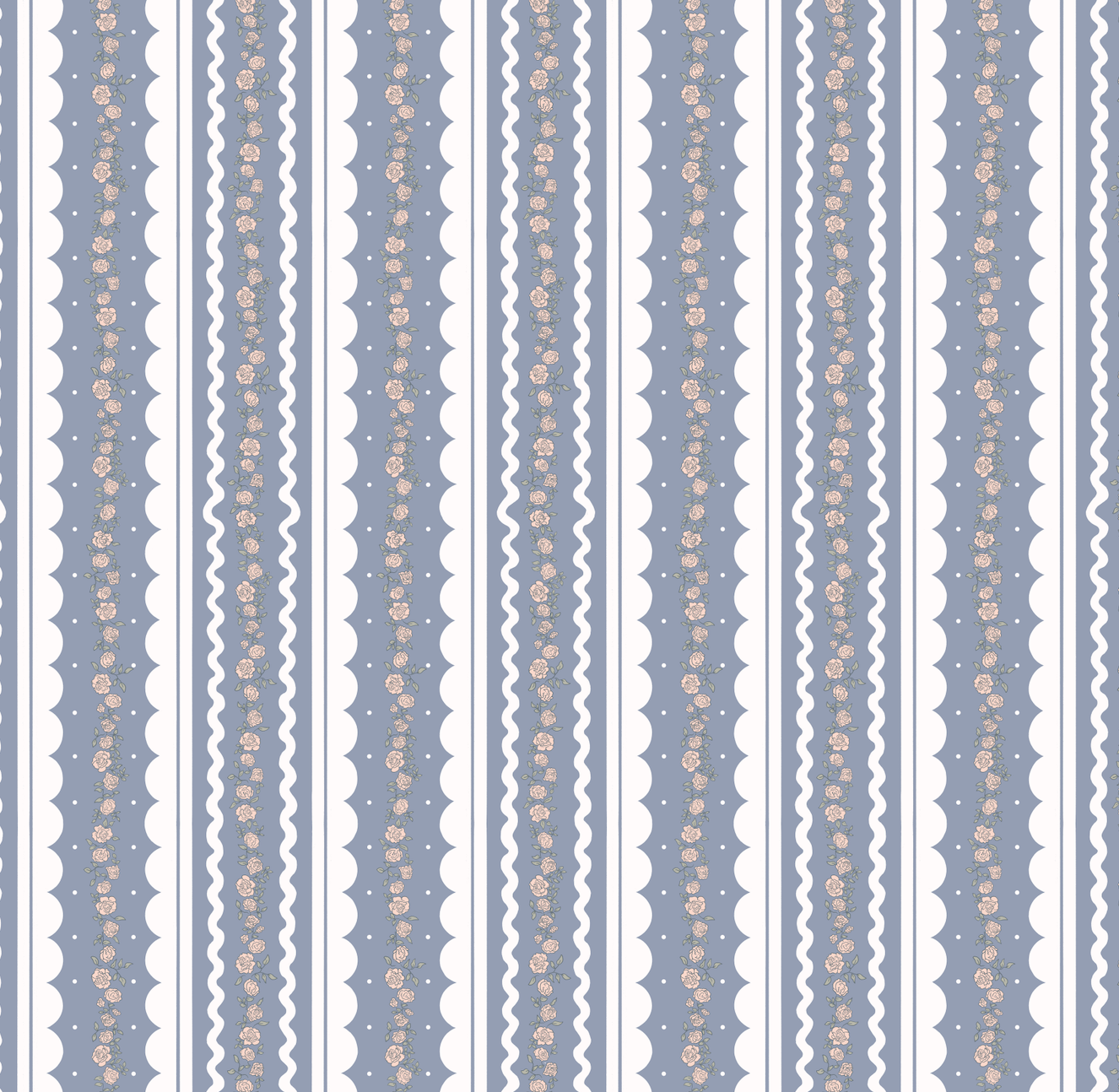 Solana Striped Wallpaper in Blue, Beige, Sage-Green, and White