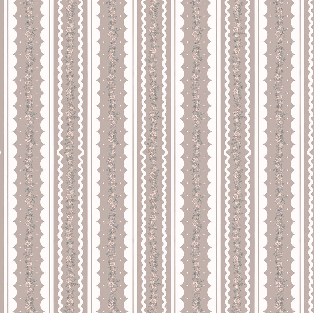 Solana Striped Wallpaper in Blue, Beige, Sage-Green, and White