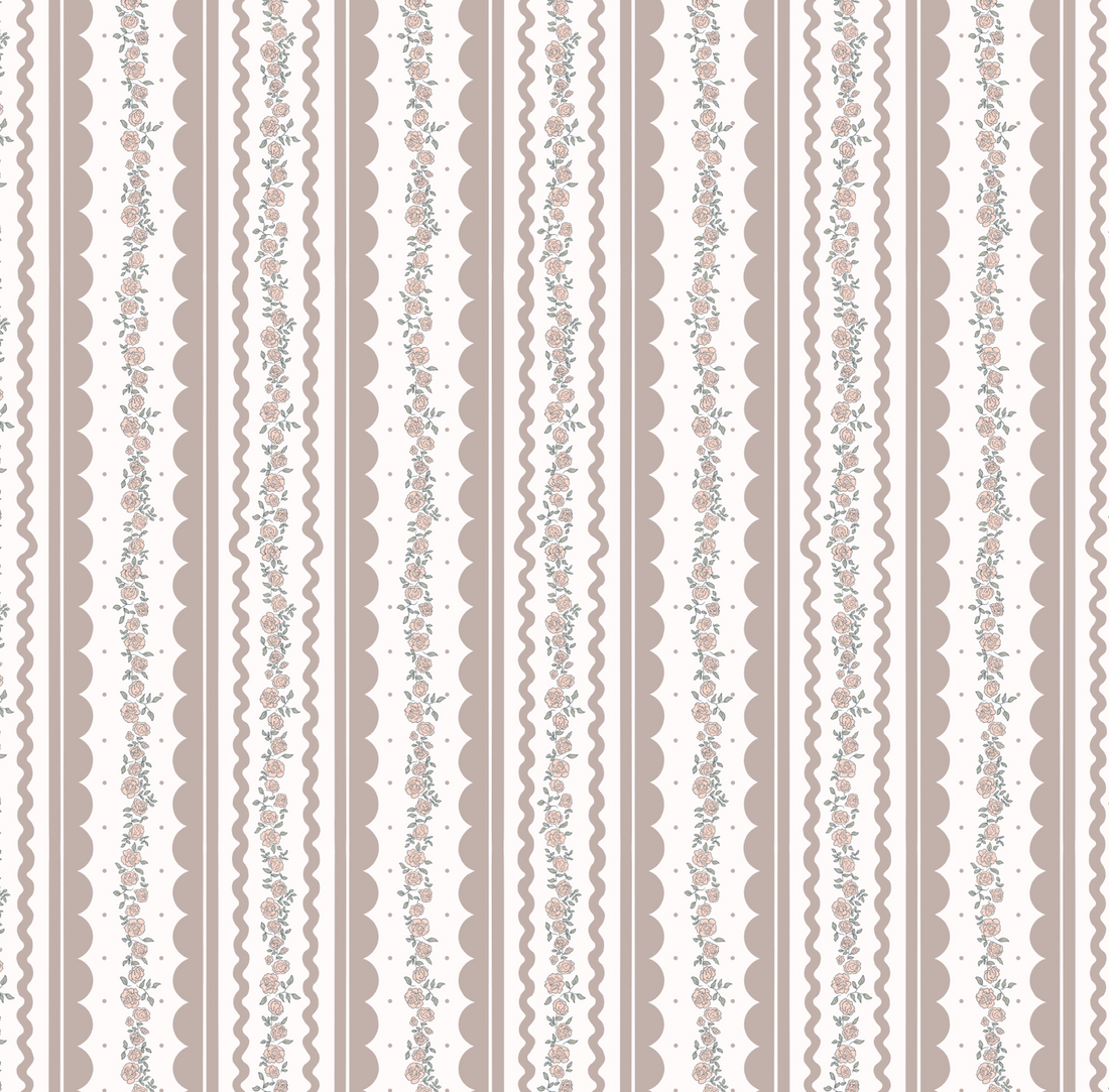 Solana Striped Wallpaper in Blue, Beige, Sage-Green, and White