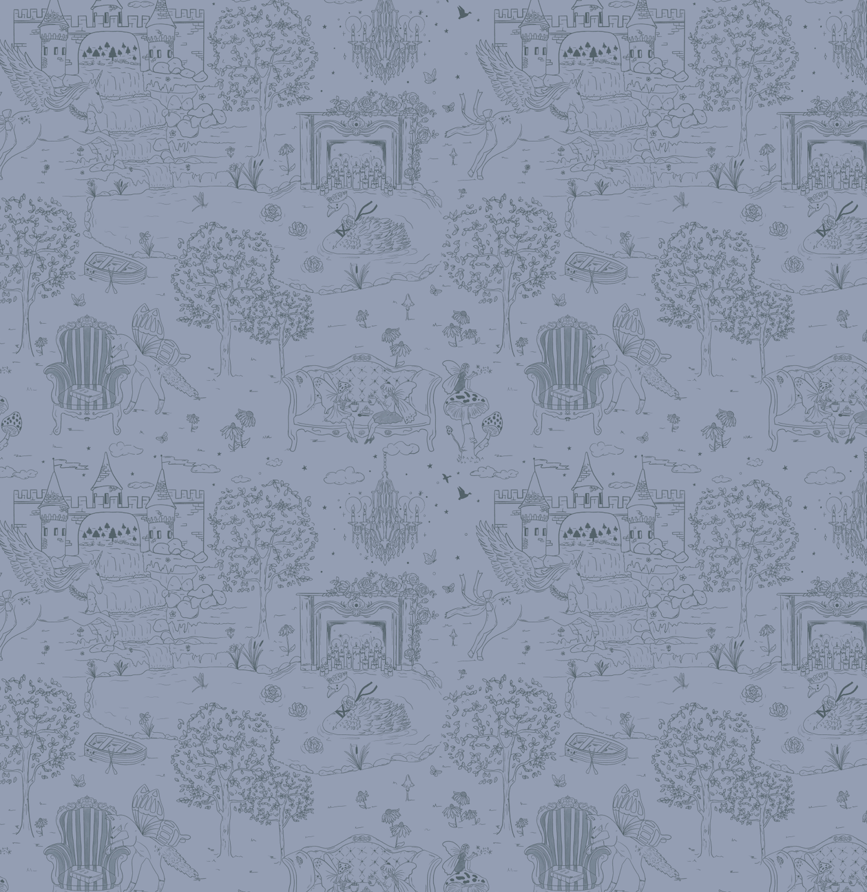 Ginny Whimsical Wallpaper in Pink, Blue, and Green