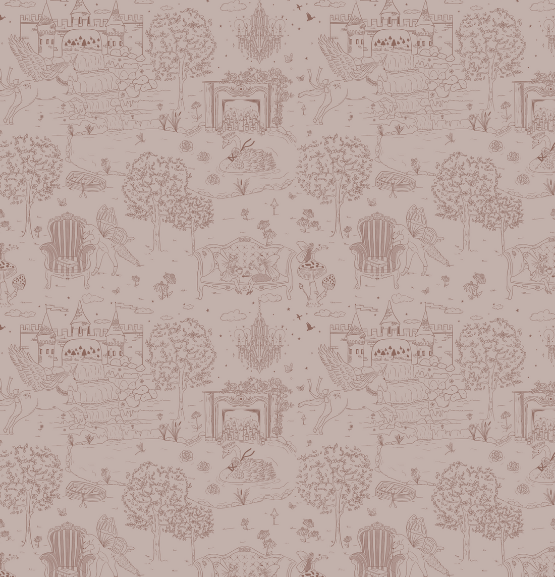Ginny Whimsical Wallpaper in Pink, Blue, and Green