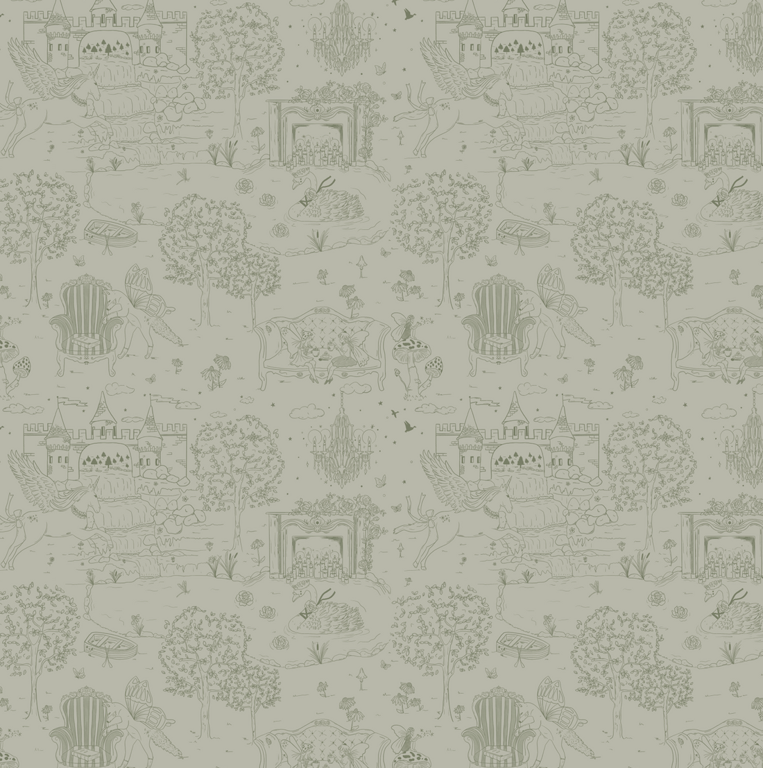Ginny Whimsical Wallpaper in Pink, Blue, and Green