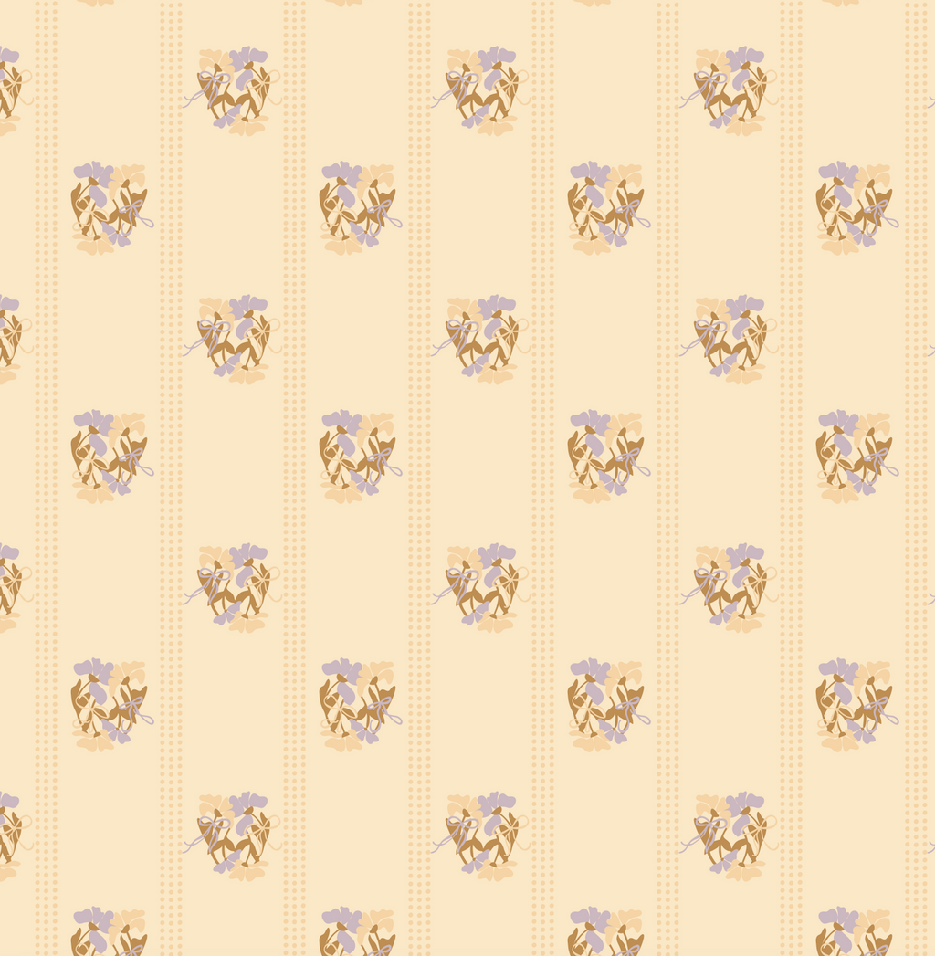 Kate Floral Wallpaper in Cream, Muted-Pink, Sage-Green, and Tan