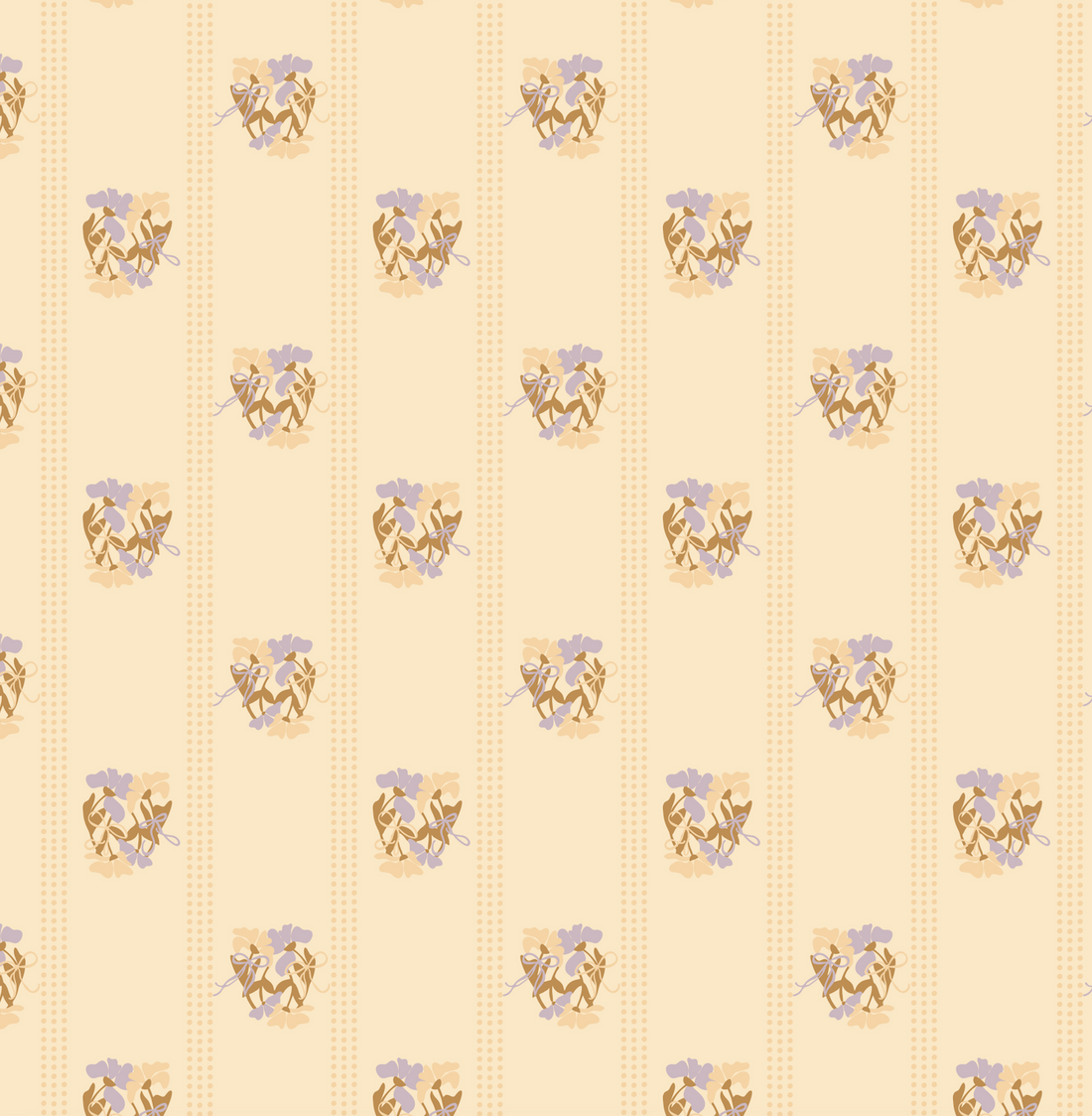 Kate Floral Wallpaper in Cream, Muted-Pink, Sage-Green, and Tan