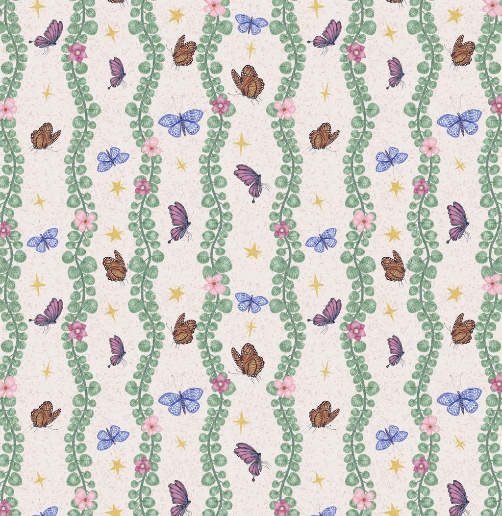 Sylva Whimsical Bohemian Wallpaper in Pink and Green