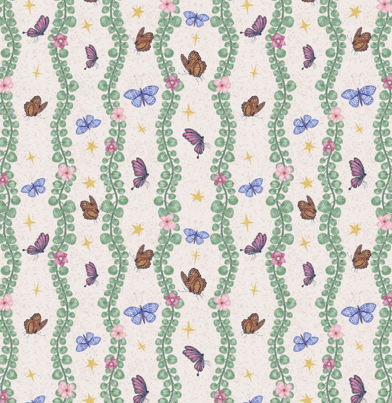 Sylva Whimsical Bohemian Wallpaper in Pink and Green