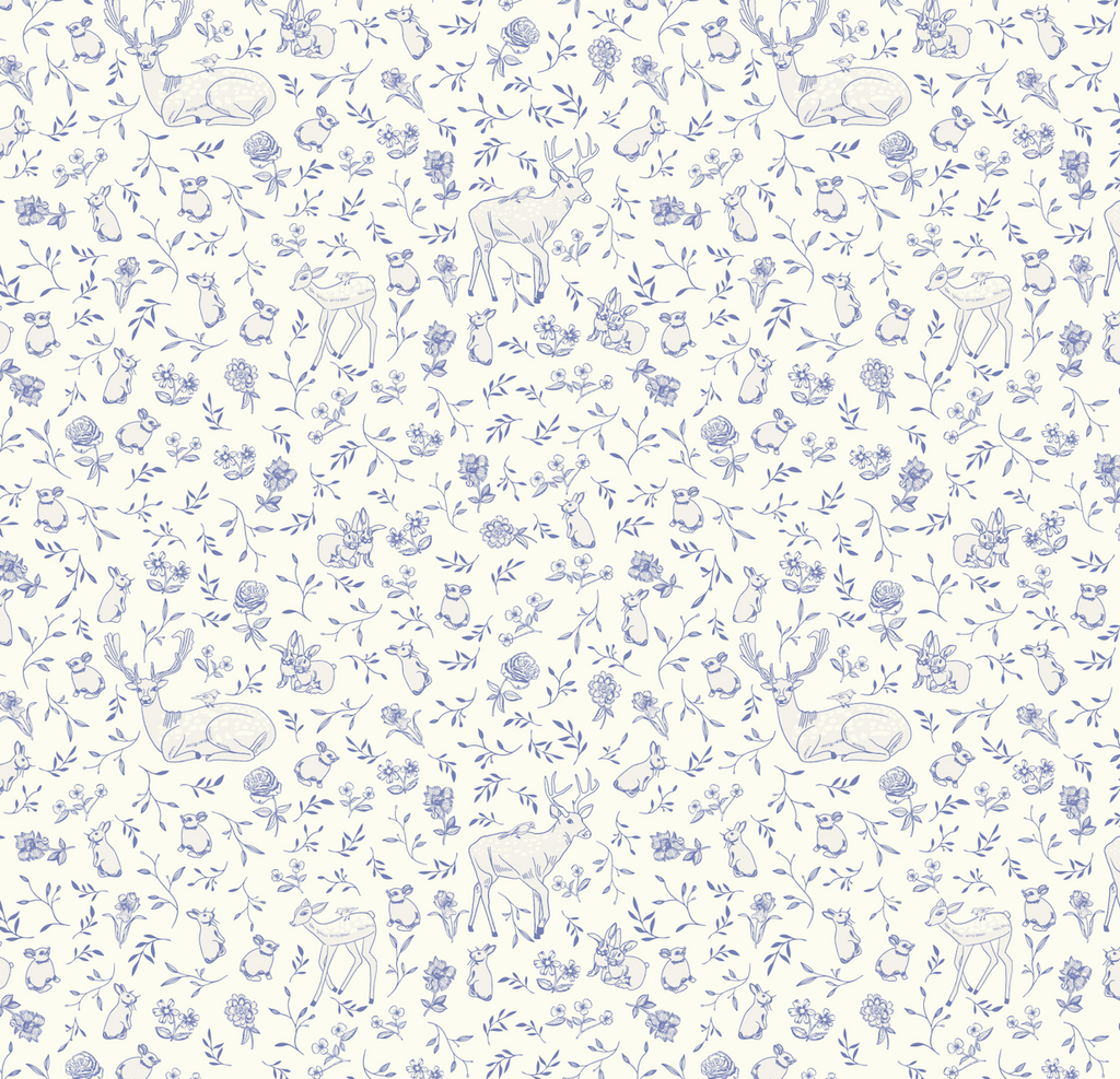 Madge Removable Wallpaper - Traditional White & Blue Design