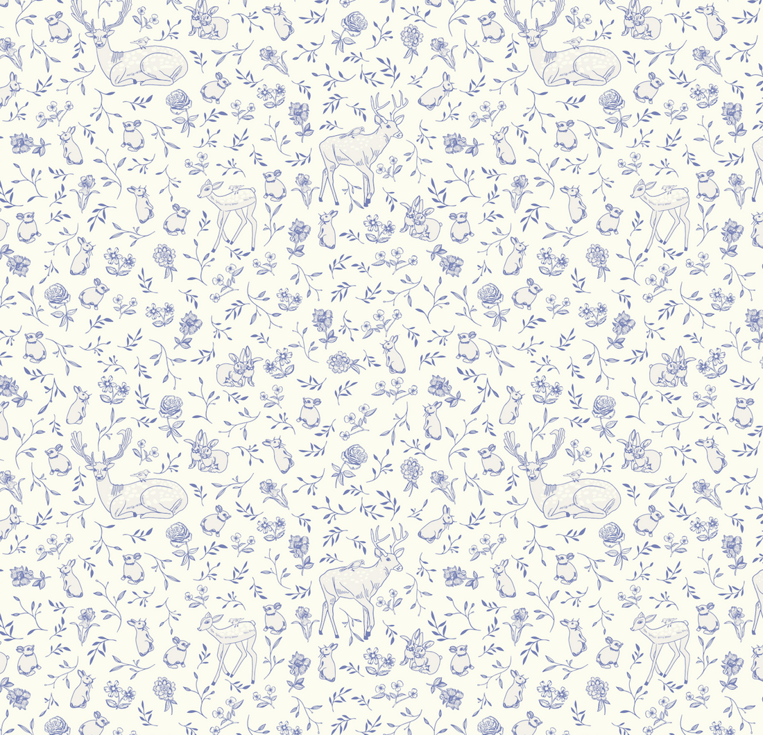 Madge Removable Wallpaper - Traditional White & Blue Design