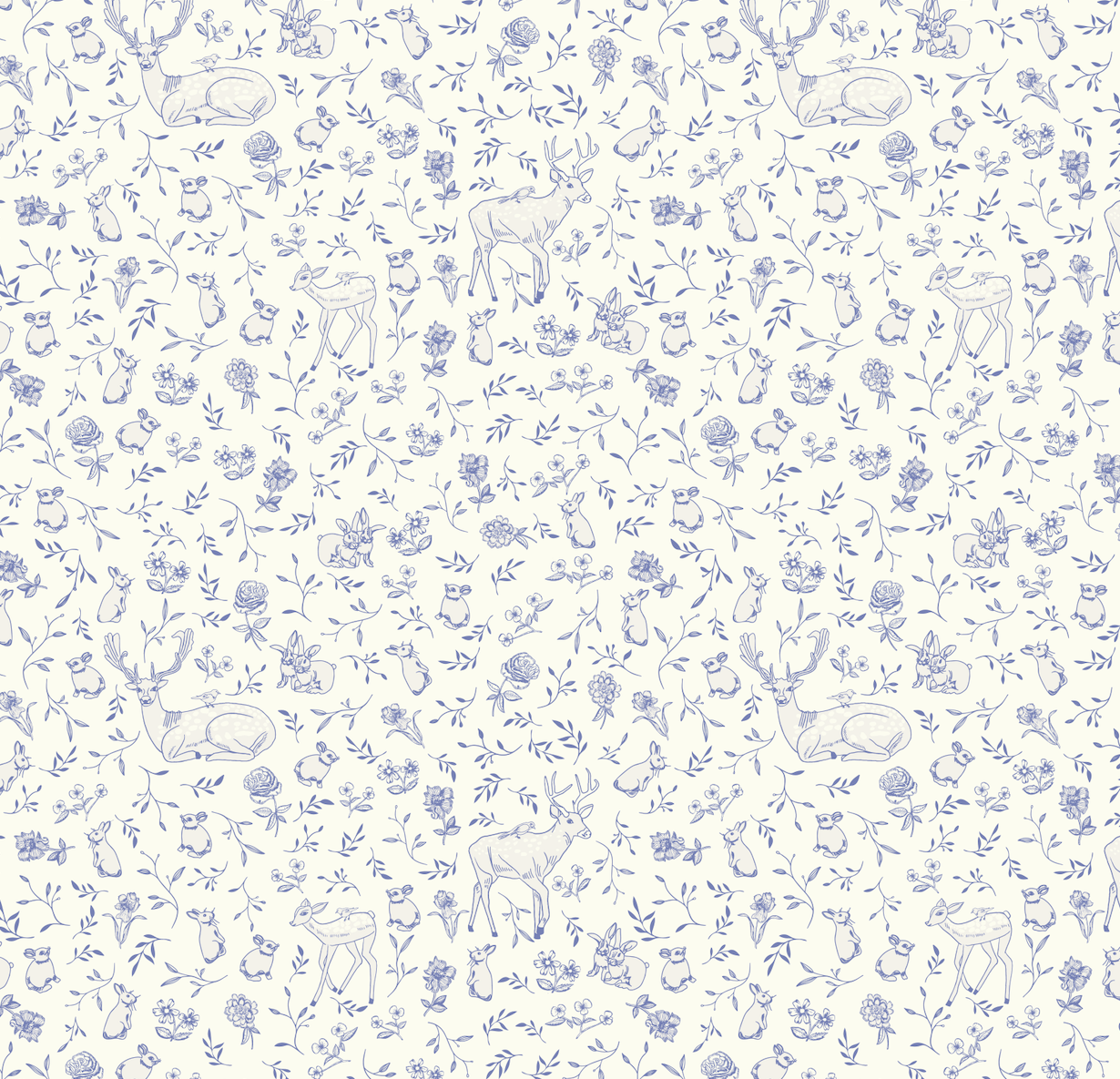 Madge Removable Wallpaper - Traditional White & Blue Design