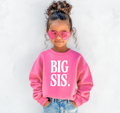 Big Sis Youth Pullover in pink and white knit fabric