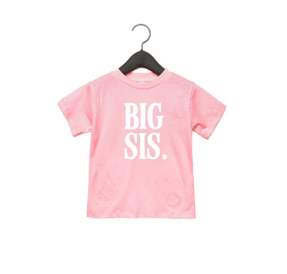 Big Sis Cotton Tee for Kids in Pink, Black, and Beige