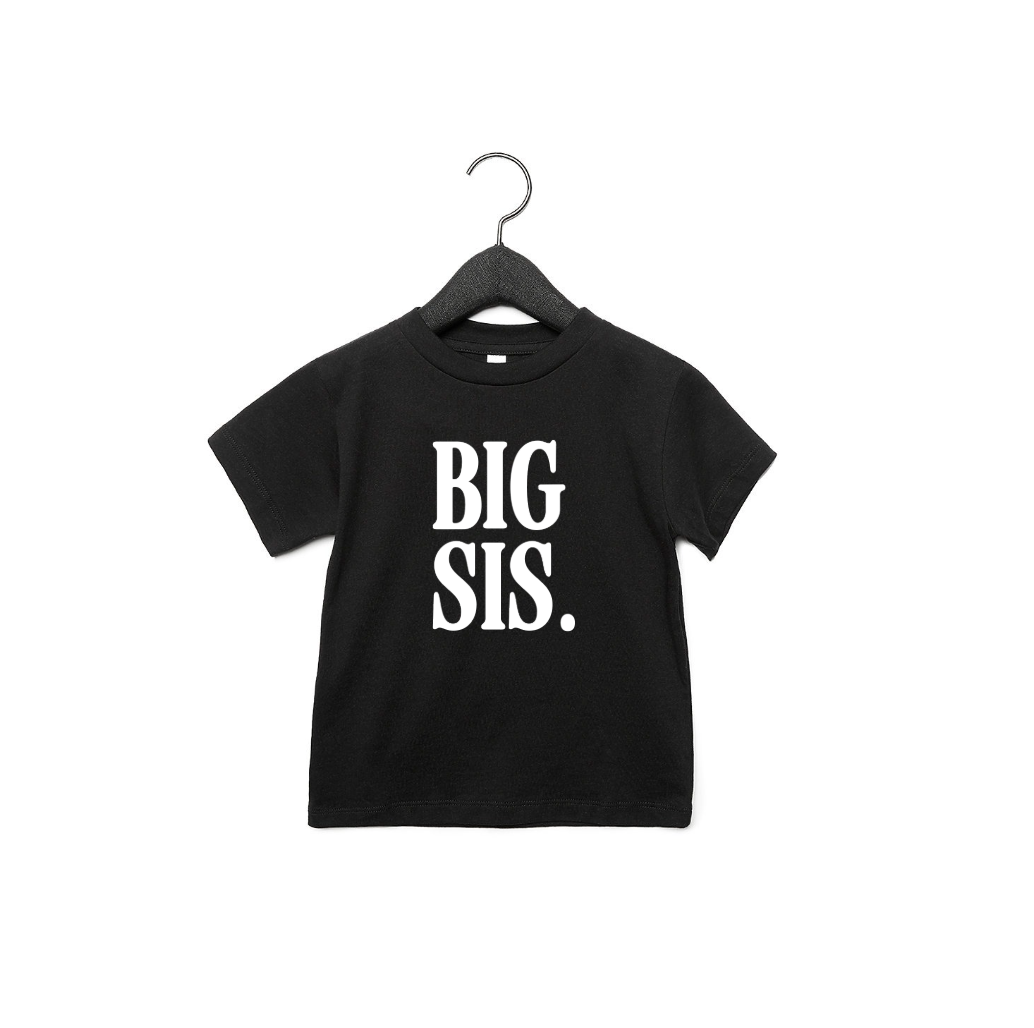 Big Sis Cotton Tee for Kids in Pink, Black, and Beige