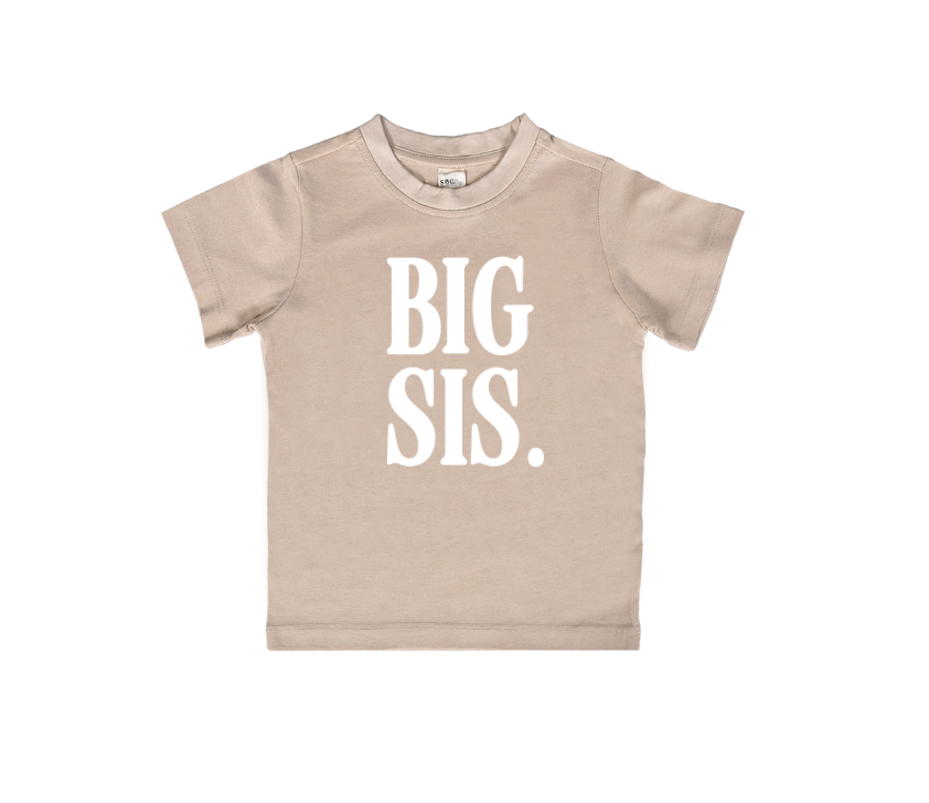 Big Sis Cotton Tee for Kids in Pink, Black, and Beige