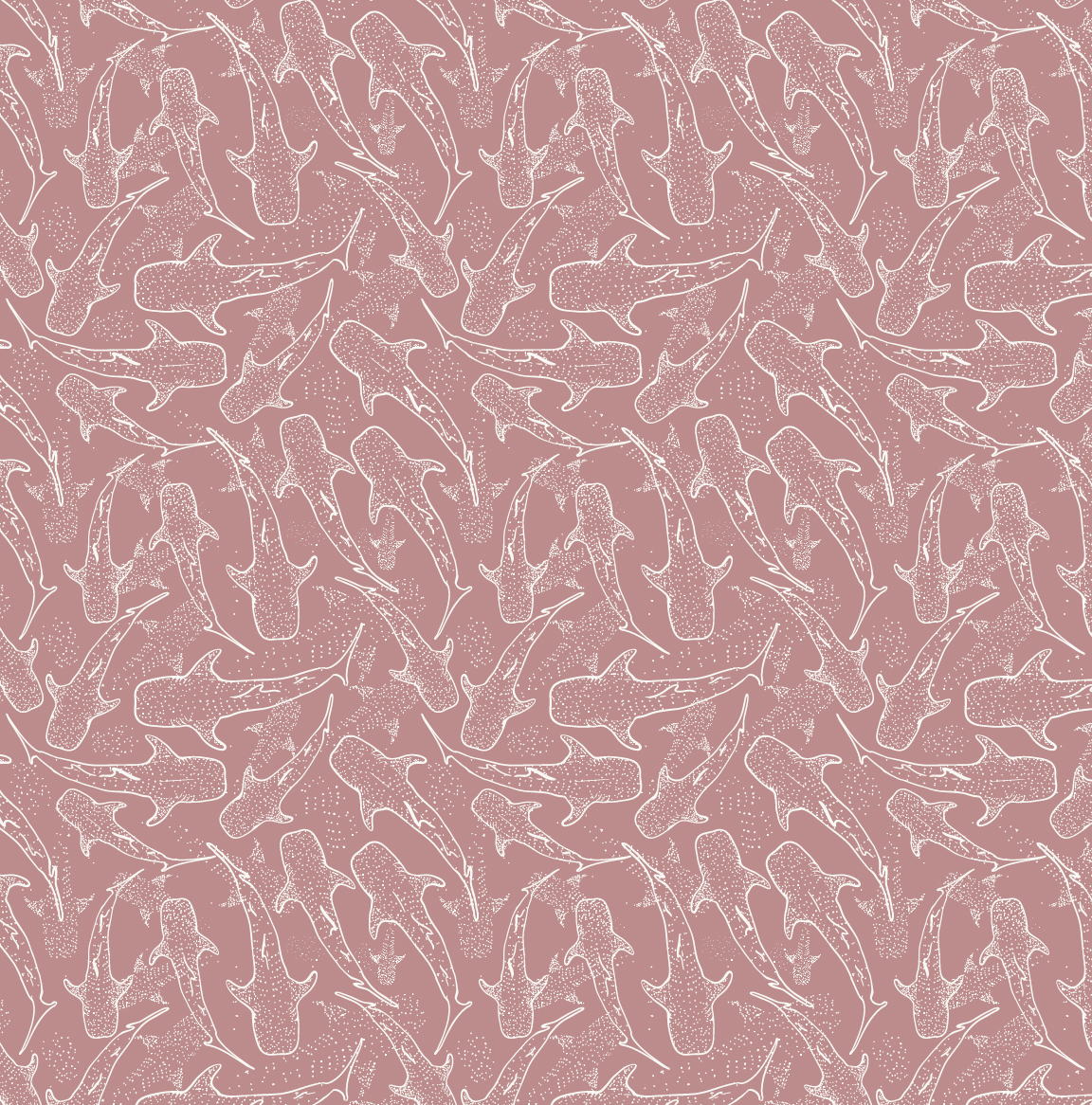 Blue Pink and White Whimsical Animal Print Wallpaper
