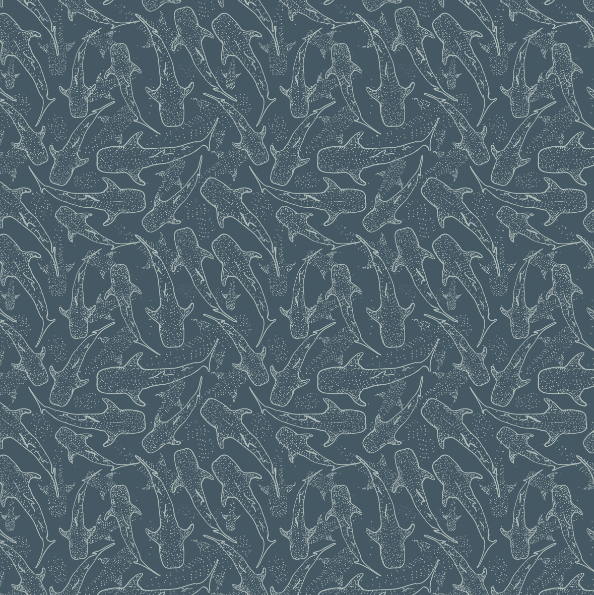 Blue Pink and White Whimsical Animal Print Wallpaper