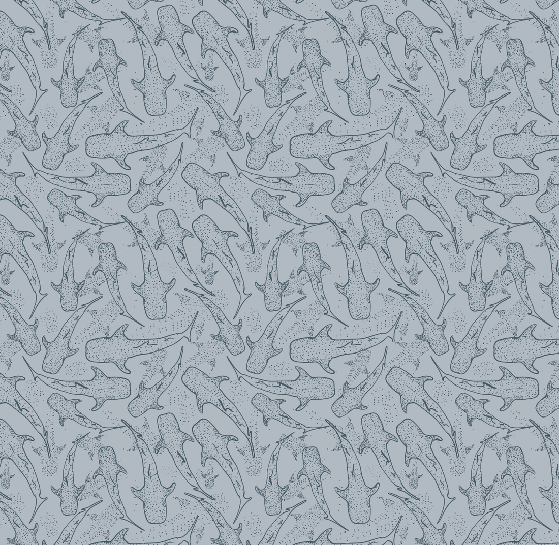 Blue Pink and White Whimsical Animal Print Wallpaper