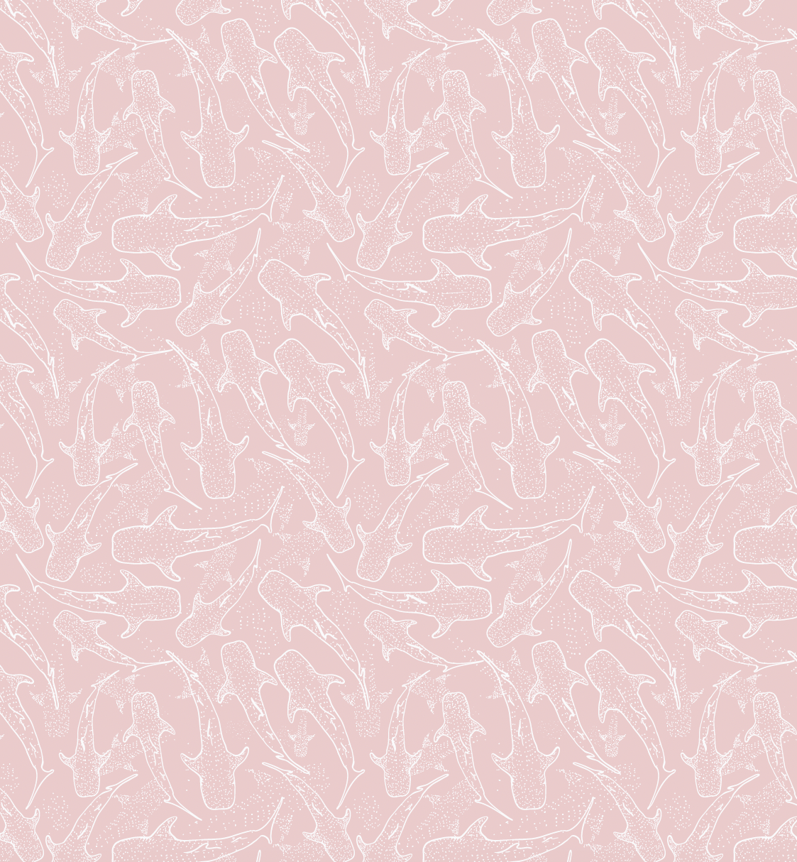 Blue Pink and White Whimsical Animal Print Wallpaper