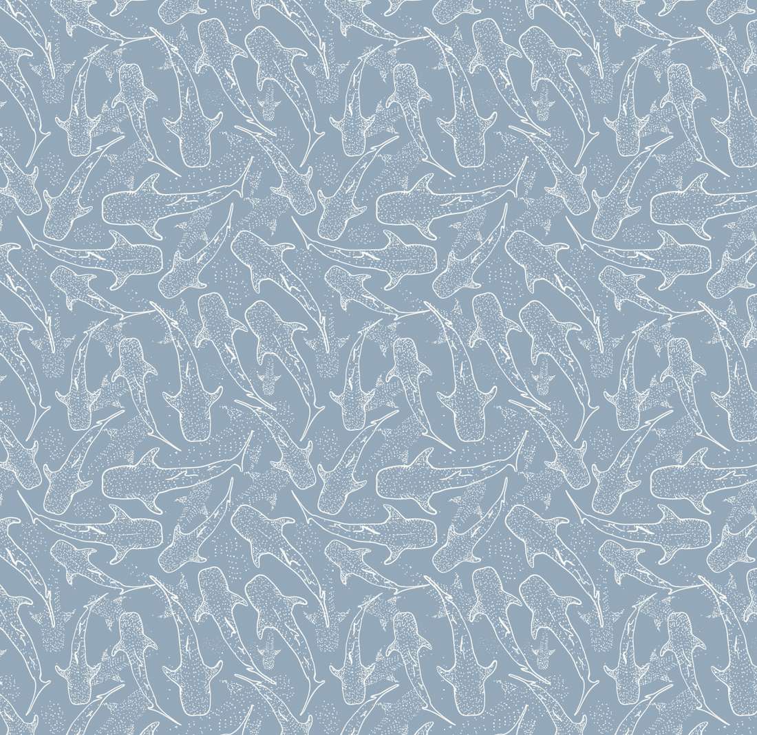 Blue Pink and White Whimsical Animal Print Wallpaper