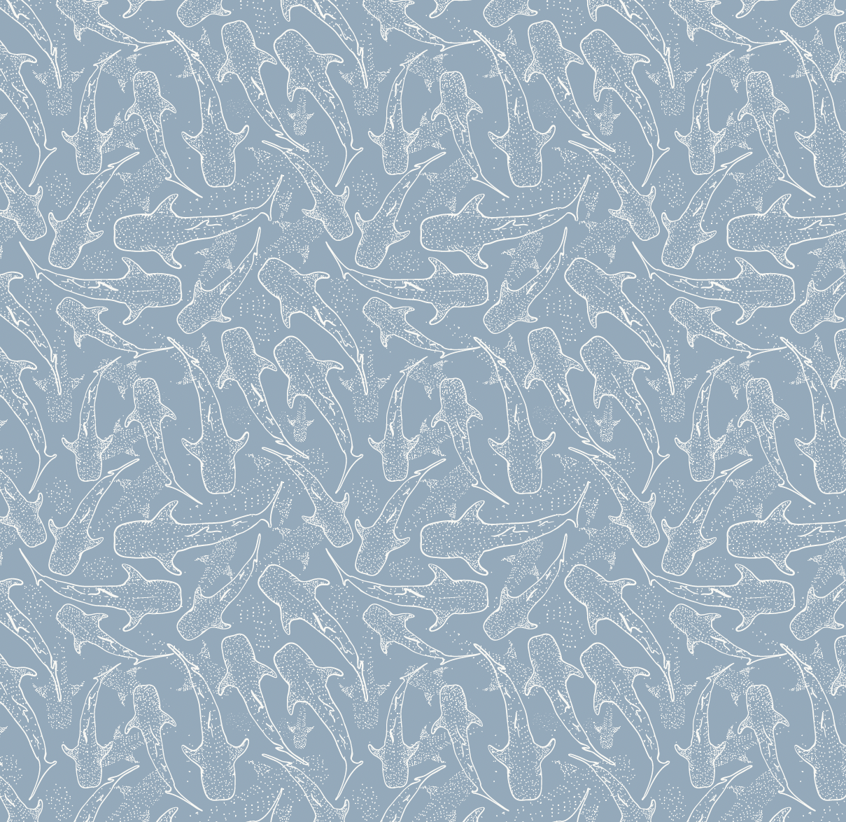 Blue Pink and White Whimsical Animal Print Wallpaper