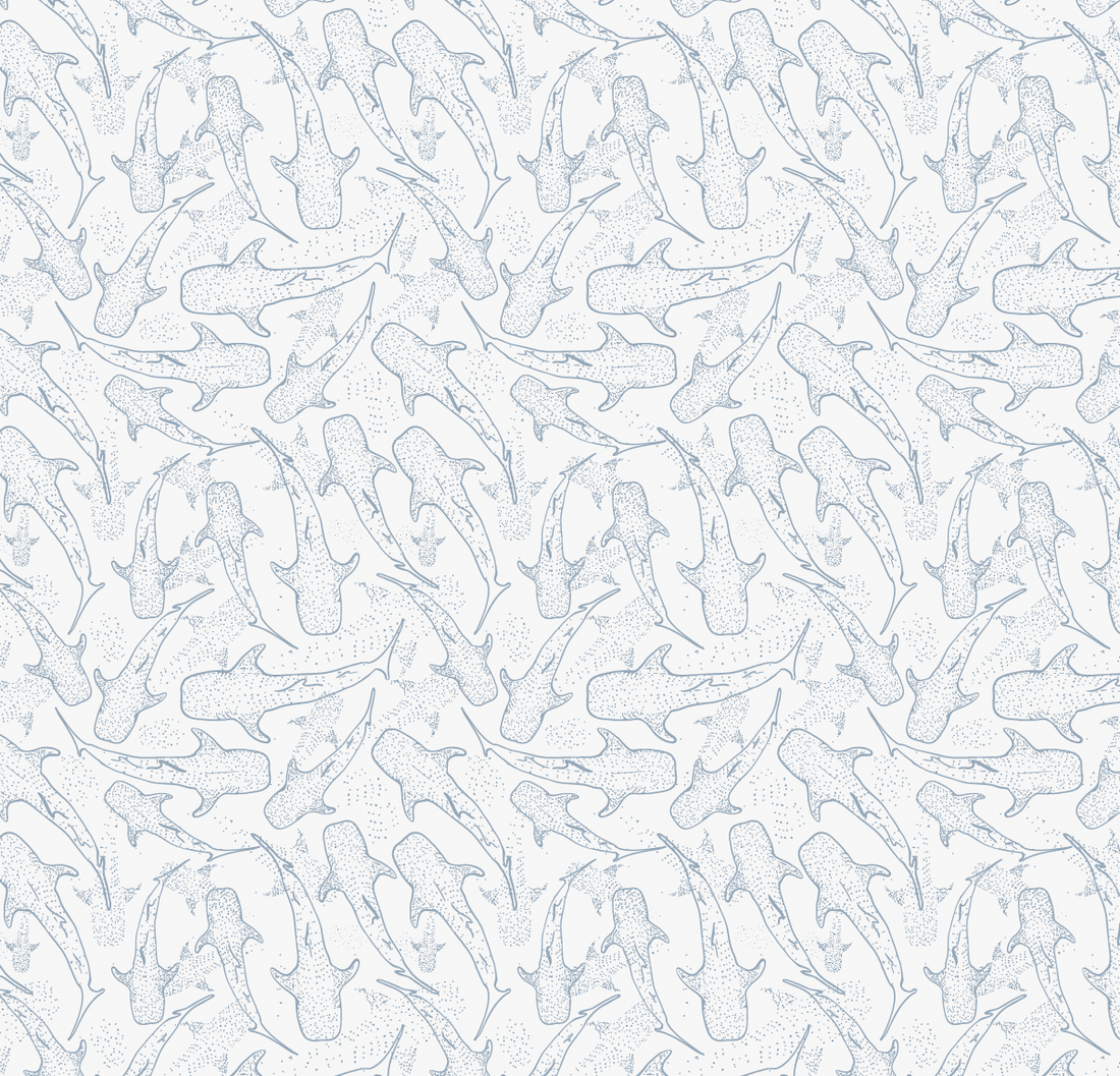 Blue Pink and White Whimsical Animal Print Wallpaper