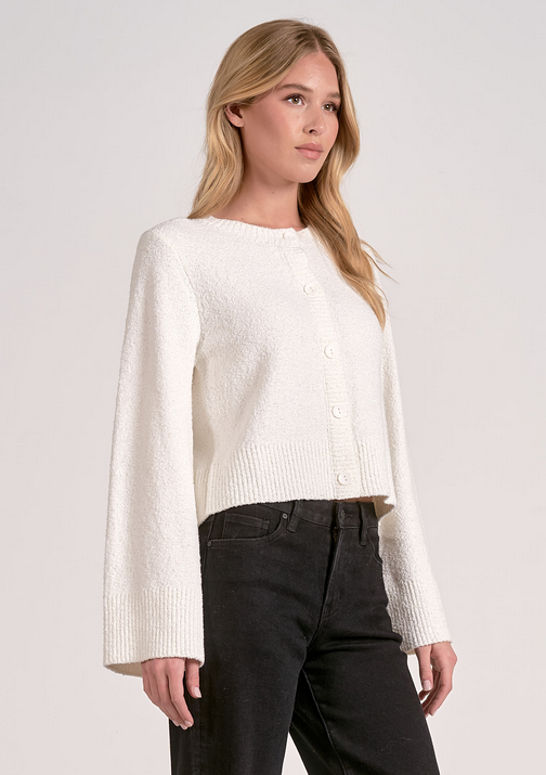 Cloudlight Cardigan in Off White - Lightweight Cotton Blend Layer
