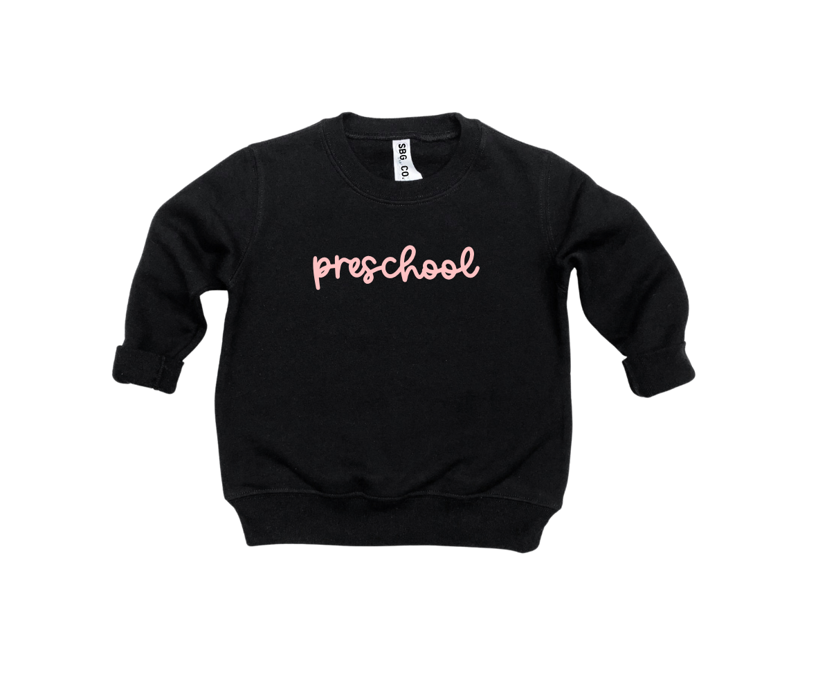 Preschool Girly Pullover sweatshirt in solid black knit cotton