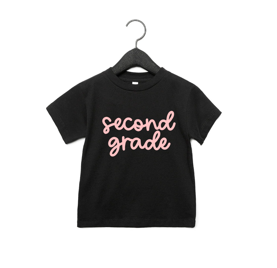 Second Grade Girly Tee in Pepper Black and White