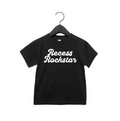 Unisex Recess Rockstar cotton tee in black, perfect for active kids.