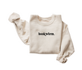Unisex Bookworm Minimal Pullover in Ash Grey, Cream, and White